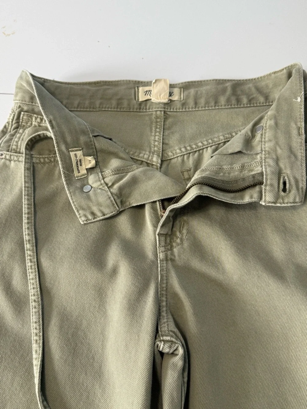 Madewell Super Wide Leg Jeans High Rise Drawstring Airy Size 24 In Sagebrush - Picture 7 of 16